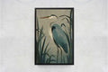 Vintage Style Heron Canvas Print, Coastal Bird Wall Art, Marsh Wildlife Illustration
