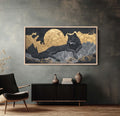 Lone Wolf Contemporary, Black and Gold Wolf, Wolf Moon