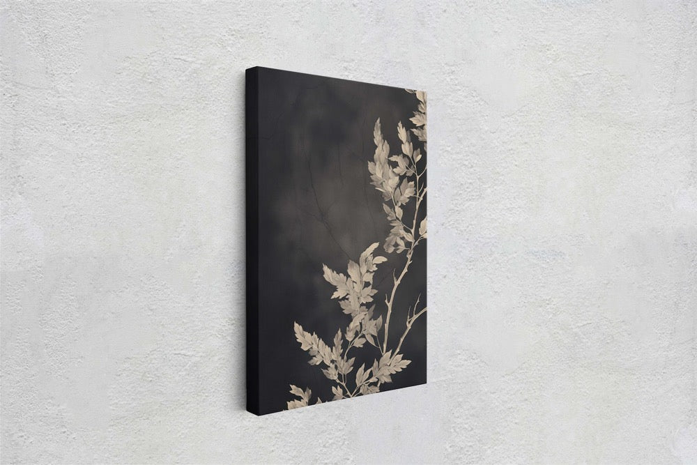 Botanical Print, Black and White, Minimalist Painting, Farmhouse Decor, Floral Wall Art, Framed Canvas, Wildflower Art